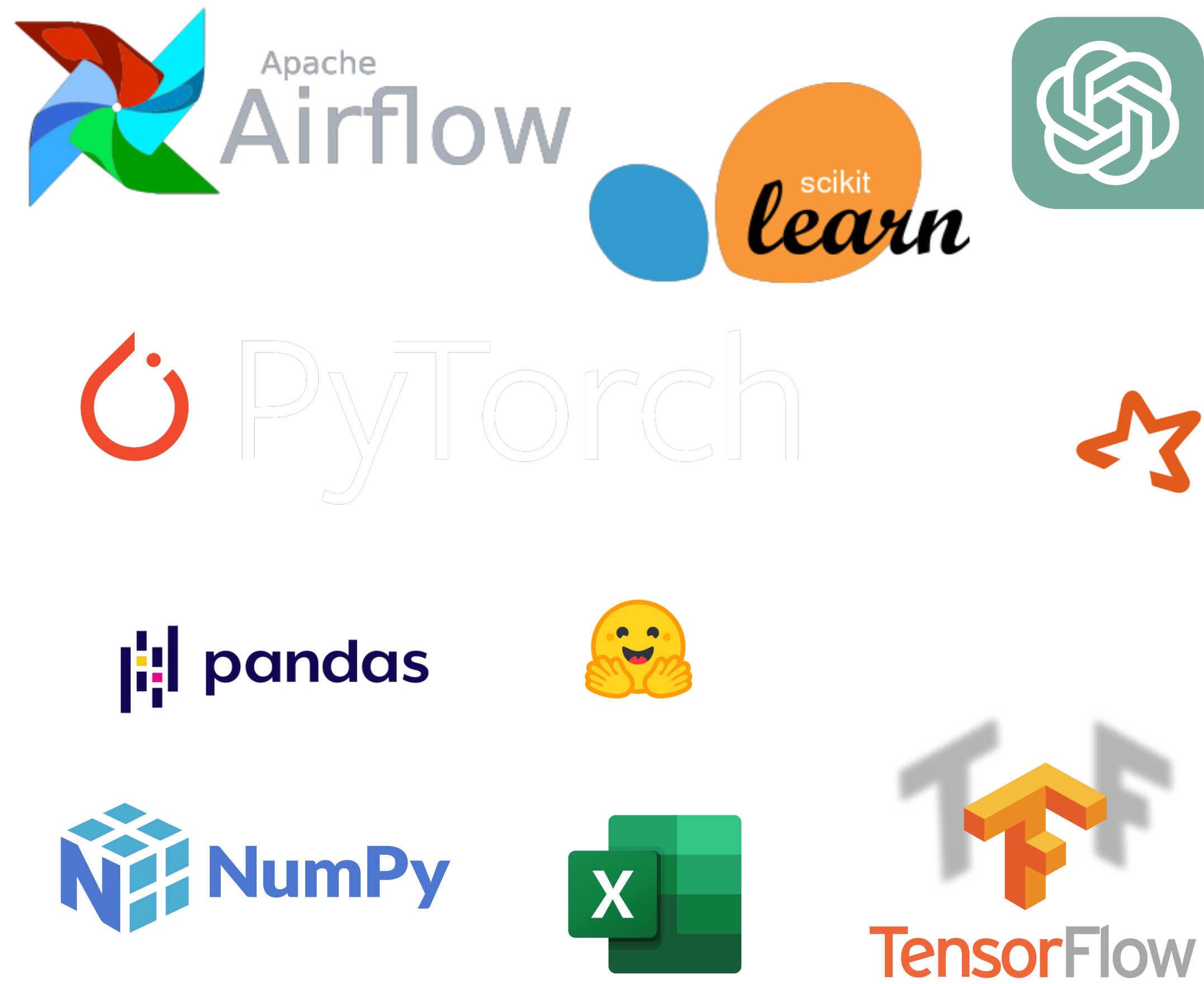 ML tools at Gradient: PyTorch, Tensorflow, GPT4, ChatGPT, HuggingFace, Scikit-Learn, NumPy, Seaborn, Excel, Xgboost, ...